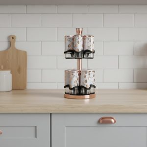 طقم توابل ستانلس 13قطعه بيضاوي أبيض دوار اكسفورد