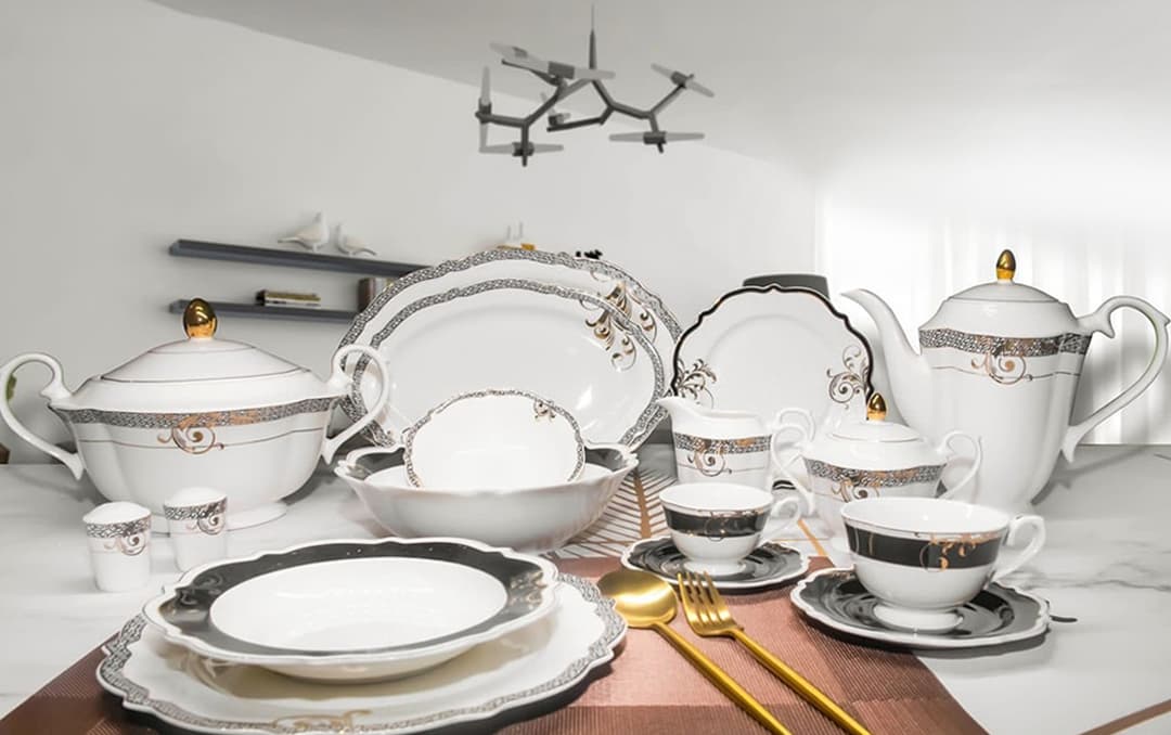 طقم سفرة بورسلين 60 قطعة أكسفورد W210081-0ESG - الصورة 2