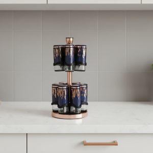 طقم توابل ستانلس 13قطعه بيضاوي اسود دوار اكسفورد