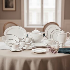 طقم  سفرة112 قطعه ريم شيب كنار لوكس سنبلة بلاتين فتحي محمود