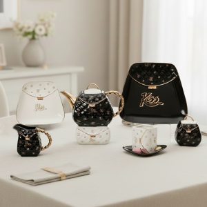 طقم شاي 25 قطعة اسود*ابيض - SC22-4-H2