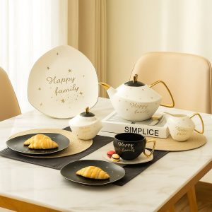 طقم شاي 24 قطعة ابيض*اسود - SC22-3-B2