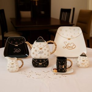 طقم شاي 25 قطعة ابيض*اسود - SC22-4-B1