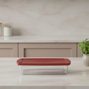 بورجام طاجن مستطيل بغطاء سيلكون أحمر باشابتشى