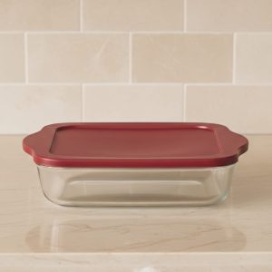 بورجام طاجن مربع  بغطاء سيلكون أحمر باشابتشى