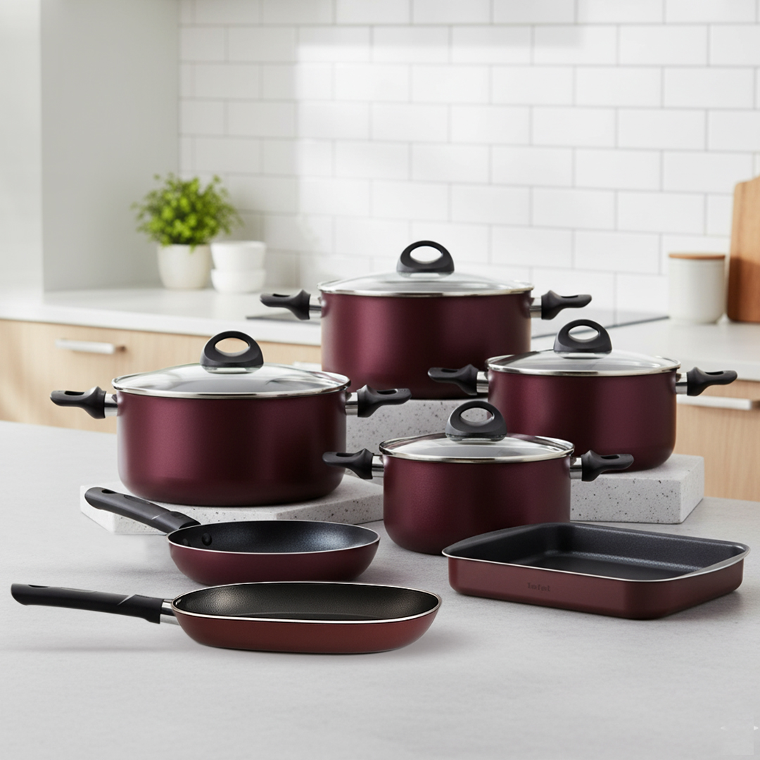 طقم حلة ارمتال 11قطع (18-22-26-30)+مقلايةغويطة 28+شواية26+طاجن30 تيفال