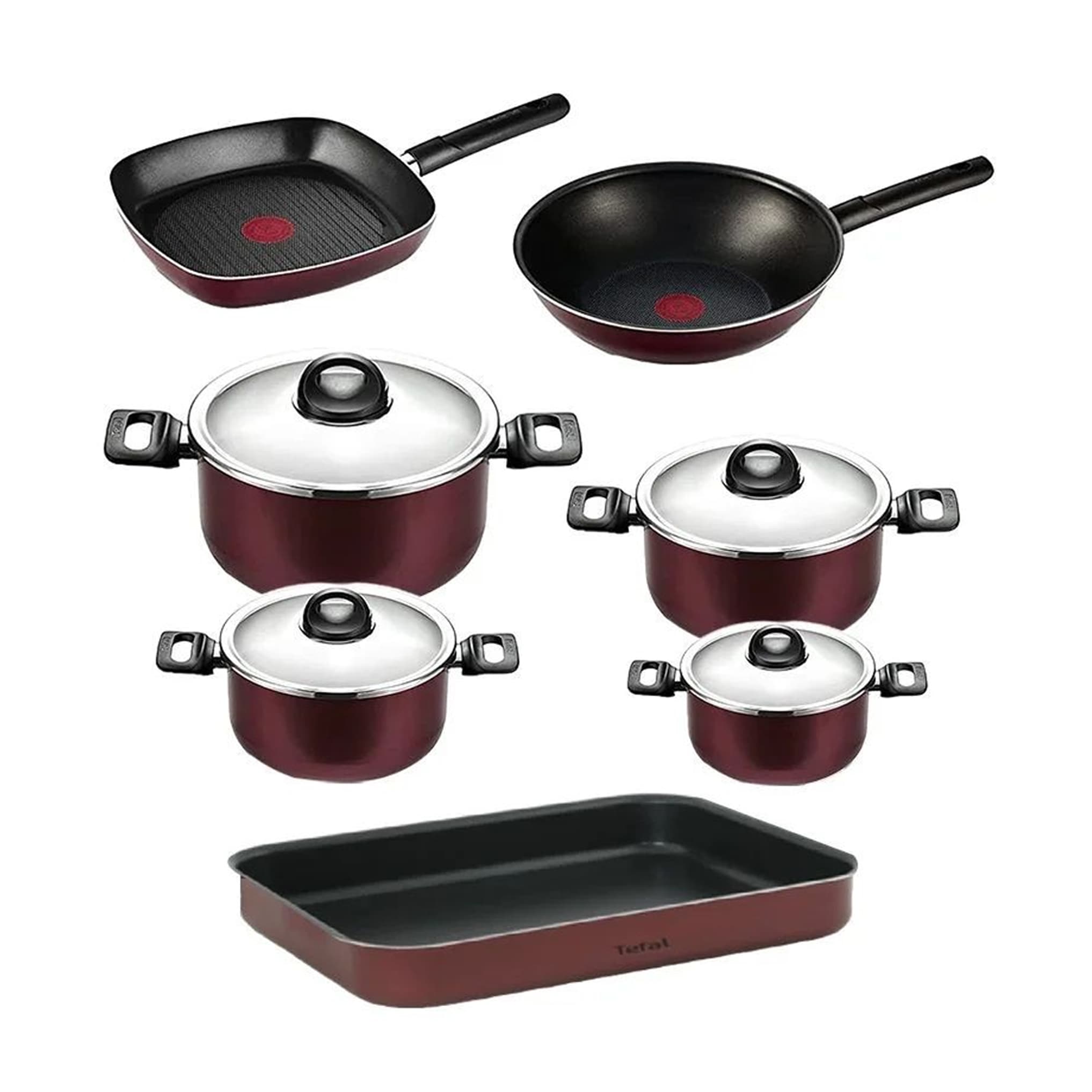 طقم حلة ارمتال 11قطع (18-22-26-30)+مقلايةغويطة 28+شواية26+طاجن30 تيفال - الصورة 2