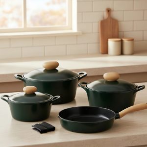 طقم حلل نيوفلام سيراميك ريترو زيتى 9قطع