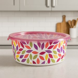 علبة دائرية 2لتر بغطاء روز ديكو شيف 221956