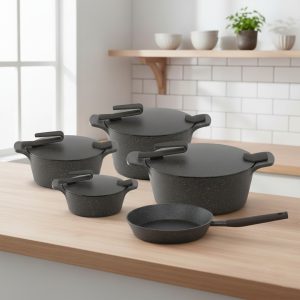 طقم جرانيت 9 قطع ارتيسان رمادى بيركس