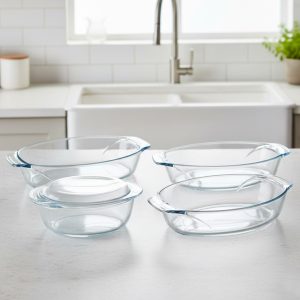 طقم طاجن بيضاوى بمسكة 5 قطع بالعلبة بيركس