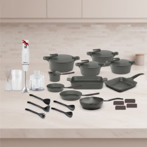 طقم جرانيت 24 قطعة ارتيسان رمادى بيركس + مضرب غاطس ميانتا هدية