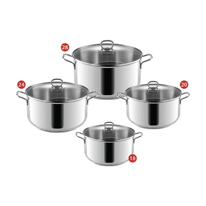 طقم حله استانلس ستيل 8 قطع اسـنـشال غطـاء زجــاج زهران - الصورة 2