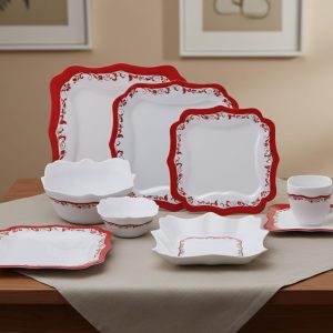 طقم عشاء أوثانتك روز بيرى 38 قطعة أركوبال أبيض/ احمر  لومينارك