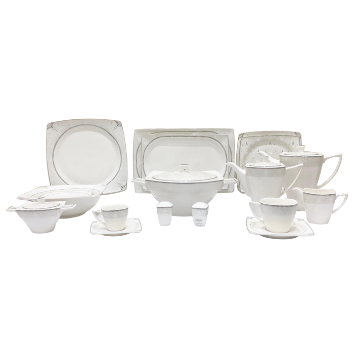 طقم سفرة 62 قطعة بورسلين أكسفورد 8374P(SQ)-gray - الصورة 3